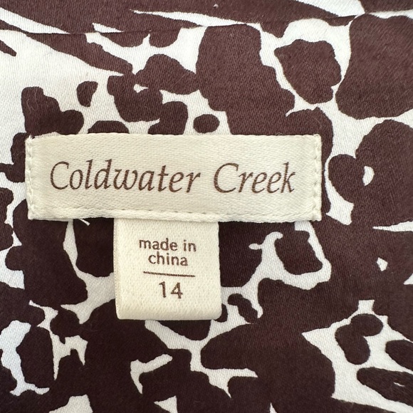Coldwater Creek NEW Palm Print Jacket Short Sleeve Brown White 2 Button Size 14 - Picture 9 of 14